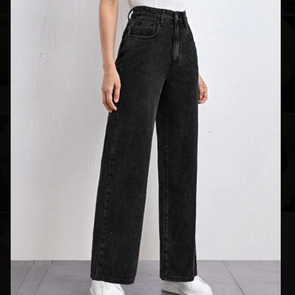 flared black high waisted jeans
